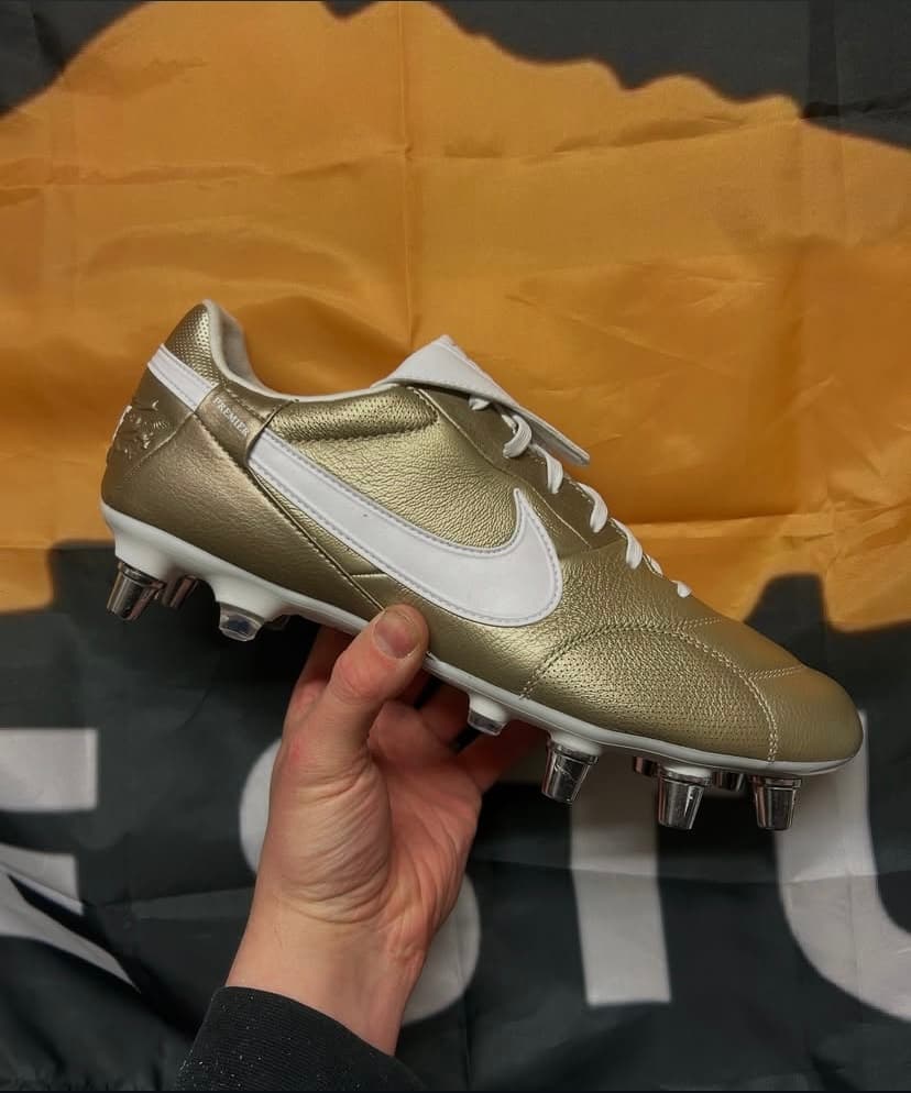 Football boot before stud conversion - worn FG studs